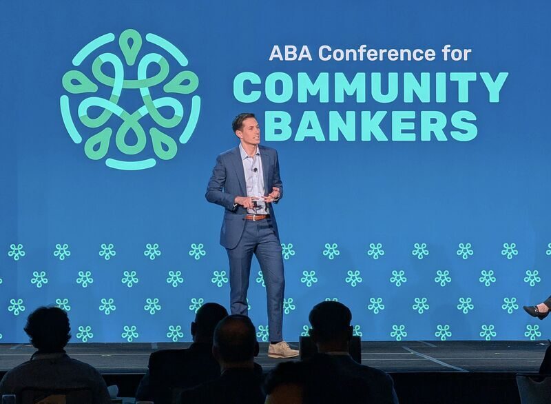 Presenting on stage at ABA's Conference for Community Bankers