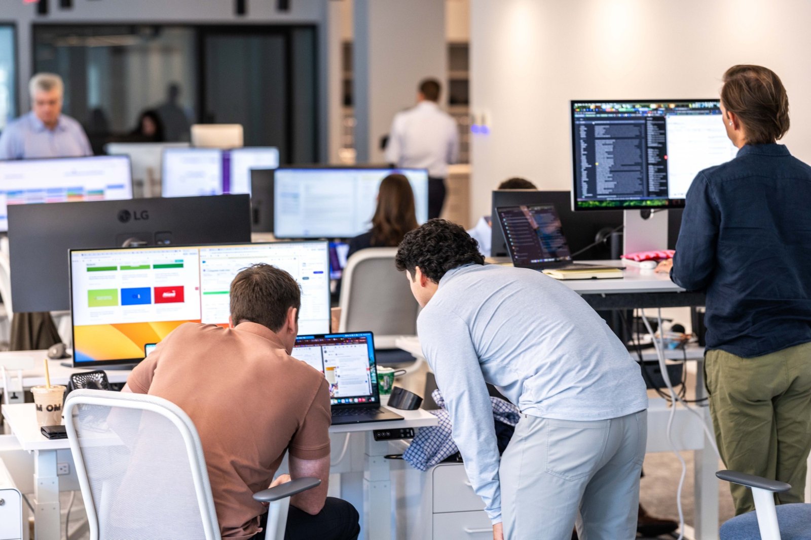 Shipping together at the desks in the New York office